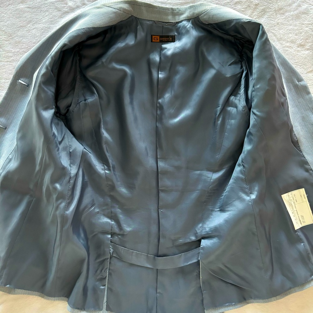 GIORGIO'S OF PALM BEACH Vintage Blue Chevron Pattern Fitted Blazer--EUC--8 - Picture 10 of 16